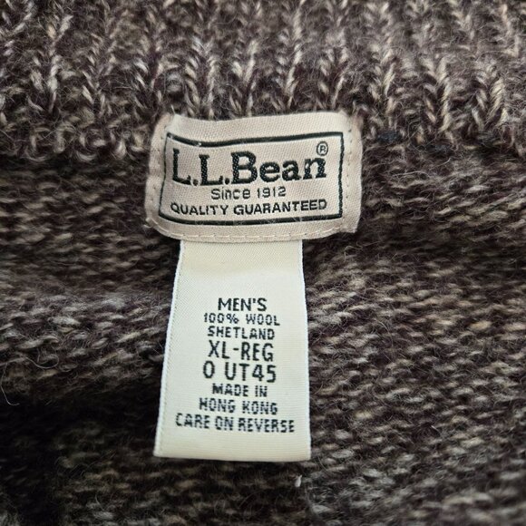L.L. Bean Mens XL Shetland Wool Full-Zip Cardigan Sweater Heather Brown - Picture 10 of 11